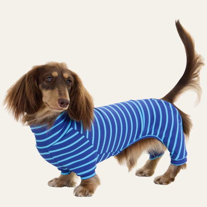 Blue-Striped Dachshund Pajamas