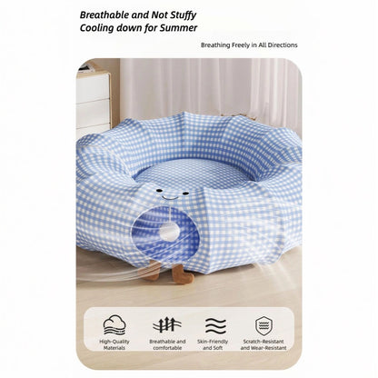 Dachshund Bed | Tunnel Burrow Cave + Open Cushion | All-Season | ArtisanUni